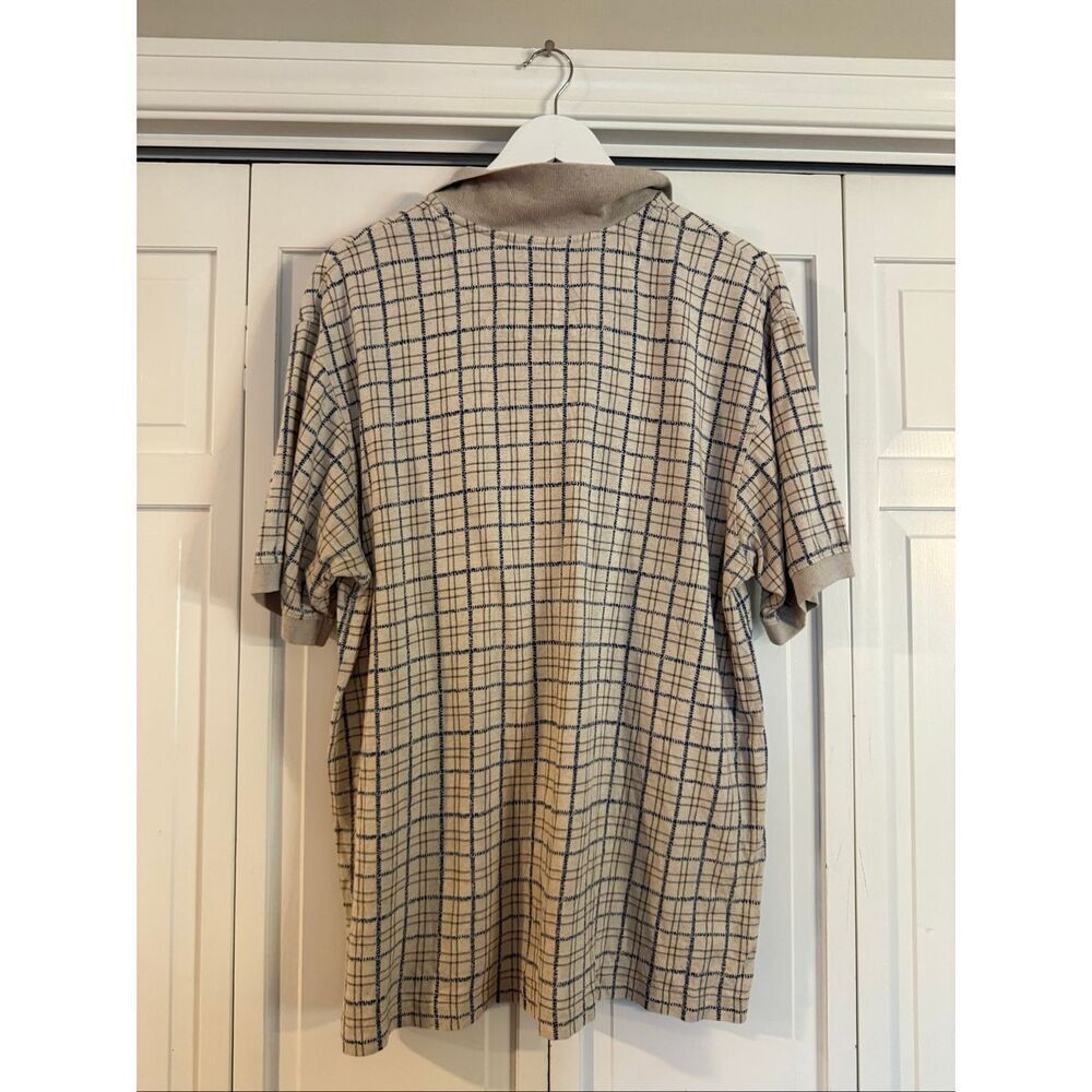 L.L. Bean vintage linen windowpane checkered polo shirt large - Picture 6 of 10